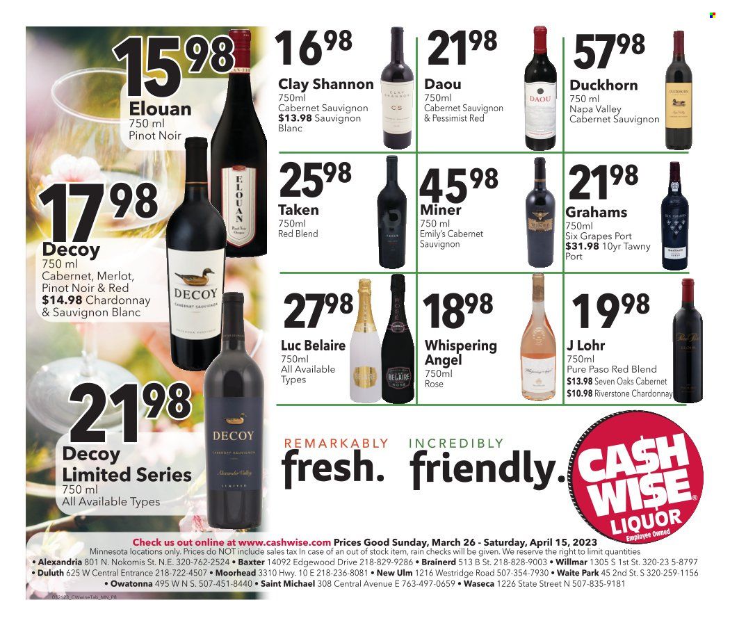 Cash Wise Liquor Only (MN) Weekly Ad Flyer Specials March 26 to April 15, 2023