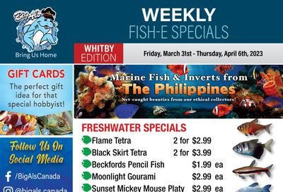 Big Al's (Whitby) Weekly Specials March 31 to April 6