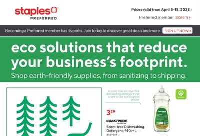 Staples Earth-Friendly Supplies Flyer April 5 to 18