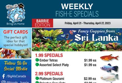 Big Al's (Barrie) Weekly Specials April 21 to 27