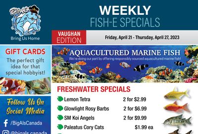 Big Al's (Vaughan) Weekly Specials April 21 to 27