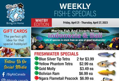 Big Al's (Whitby) Weekly Specials April 21 to 27