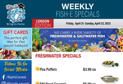 Big Al's (London) Weekly Specials April 21 to 27