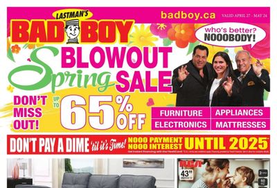 Lastman's Bad Boy Superstore Flyer March 27 to May 24
