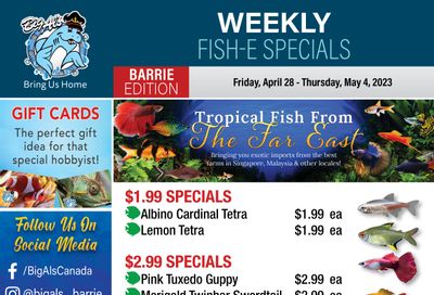 Big Al's (Barrie) Weekly Specials April 28 to May 4