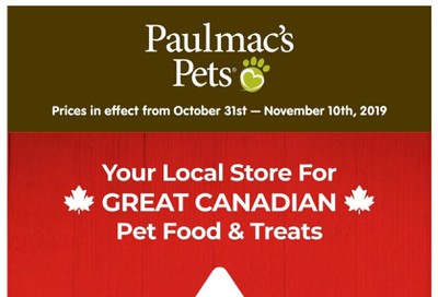 Paulmac's Pets Flyer October 31 to November 10