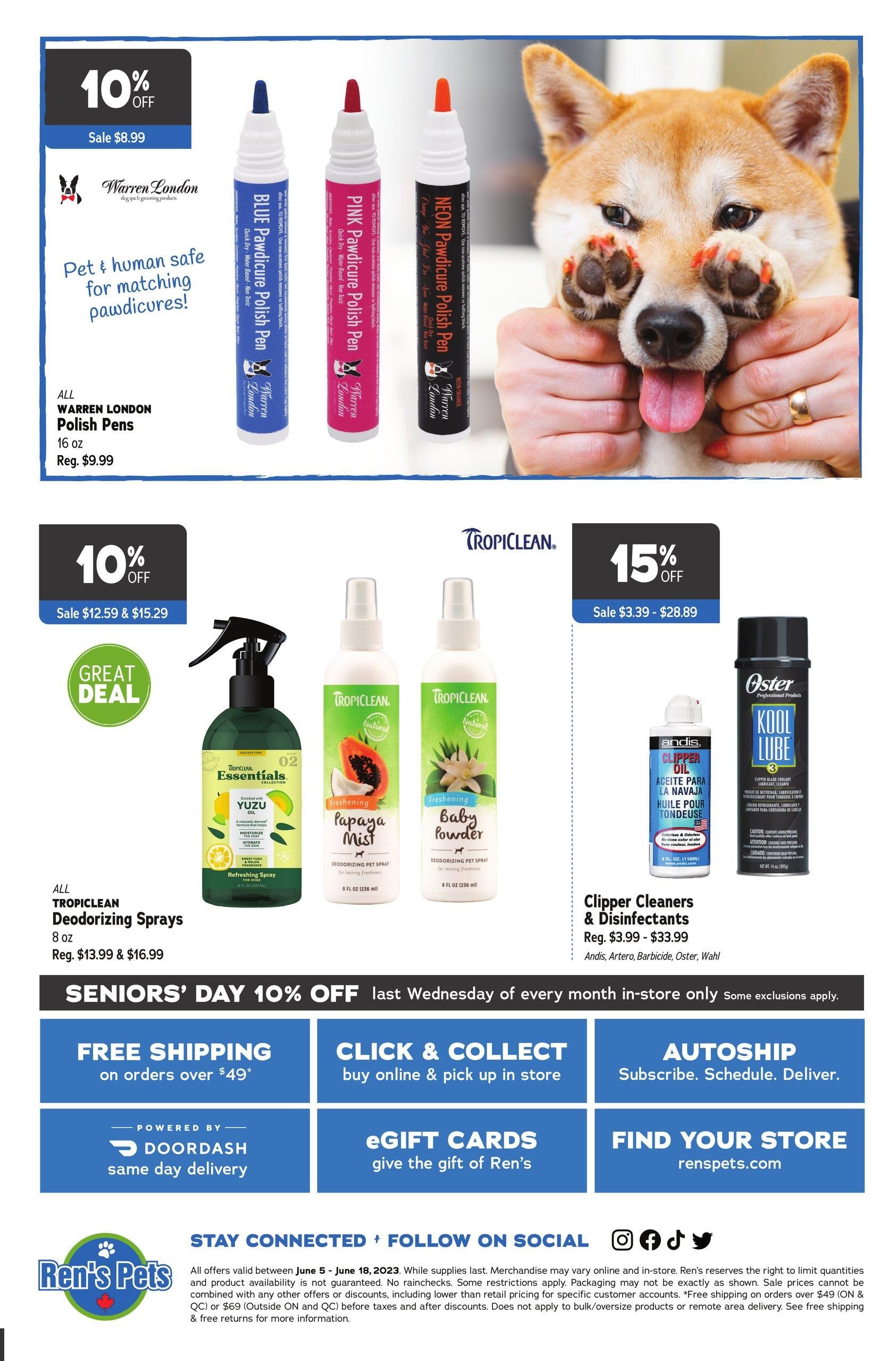 Ren's Pets Shearing For Summer Flyer June 5 to 18