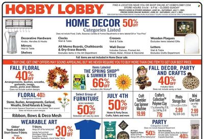 Hobby Lobby Weekly Ad Flyer Specials June 25 to July 1, 2023