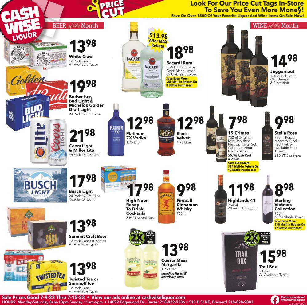 Cash Wise Liquor Only (MN) Weekly Ad Flyer Specials July 9 to July 15, 2023