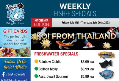 Big Al's (Kitchener) Weekly Specials July 14 to 20