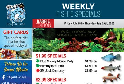 Big Al's (Barrie) Weekly Specials July 14 to 20