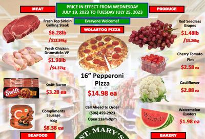 St. Mary's Supermarket Flyer July 19 to 25