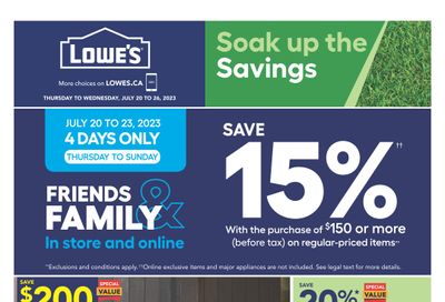 Lowe's (West) Flyer July 20 to 26