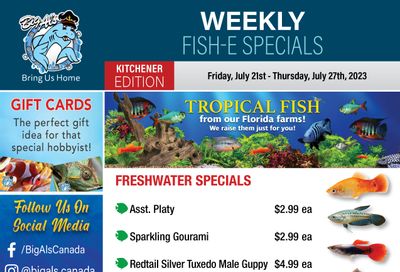 Big Al's (Kitchener) Weekly Specials July 21 to 27