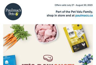 Paulmac's Pets Flyer July 27 to August 30