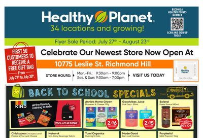 Healthy Planet Flyer July 27 to August 23