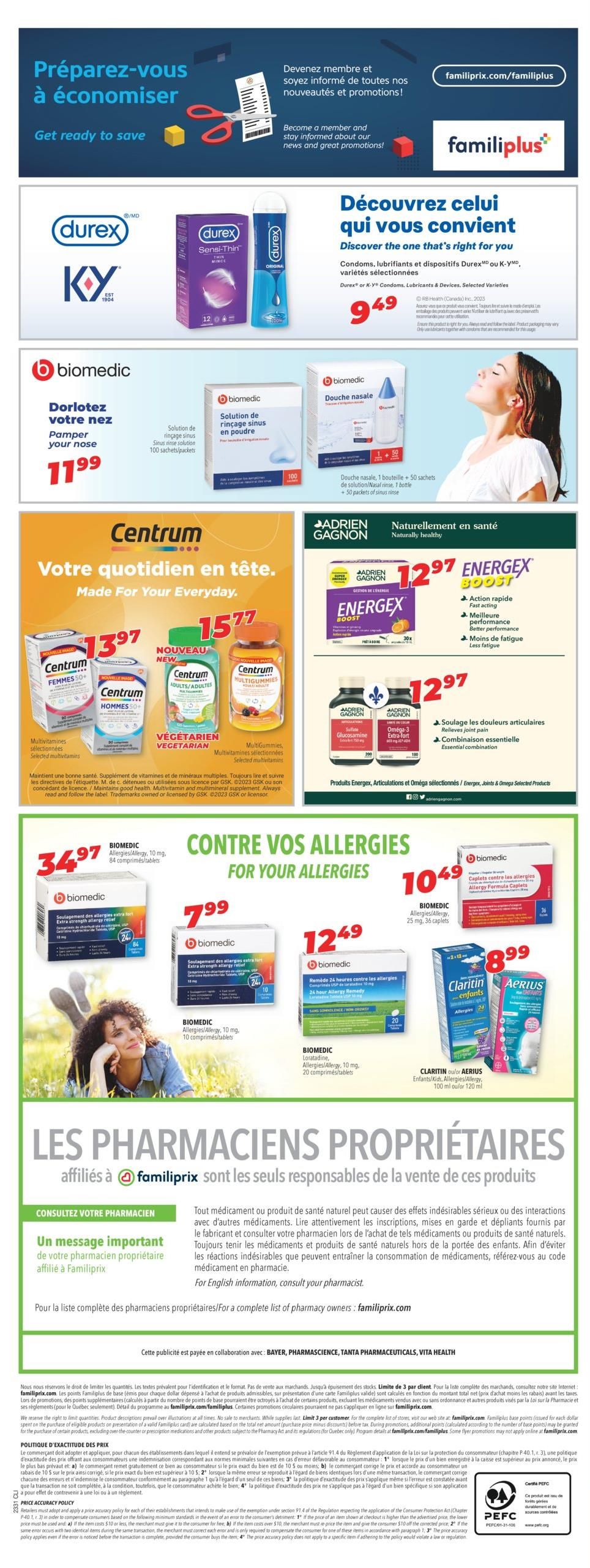 Familiprix Clinique Flyer July 27 to August 2