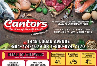 Cantor's Meats Flyer July 27 to August 2