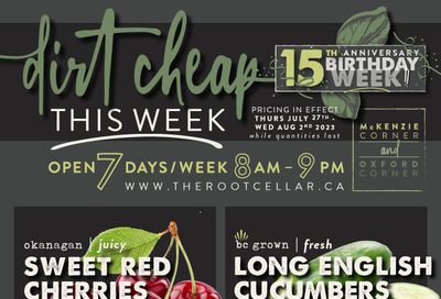 The Root Cellar Flyer July 27 to August 2