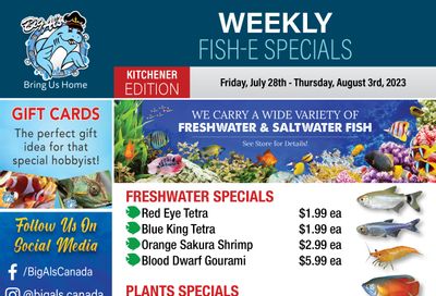 Big Al's (Kitchener) Weekly Specials July 28 to August 3