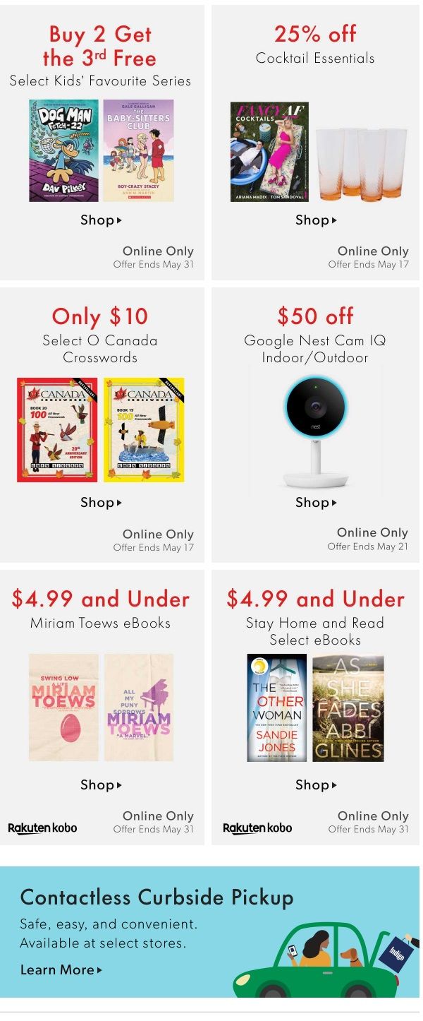 Chapters Indigo Online Deals of the Week May 11 to 17