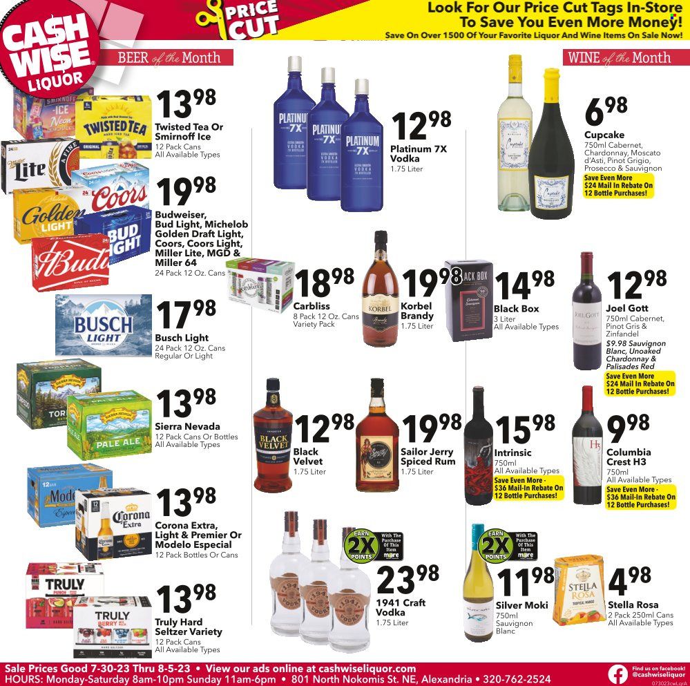 Cash Wise Liquor Only (MN) Weekly Ad Flyer Specials July 30 to August 5, 2023