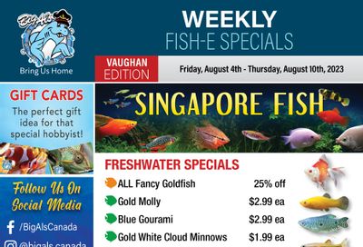Big Al's (Vaughan) Weekly Specials August 4 to 10