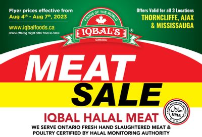 Iqbal Foods (Ajax, Mississauga, Thorncliffe) Flyer August 4 to 7