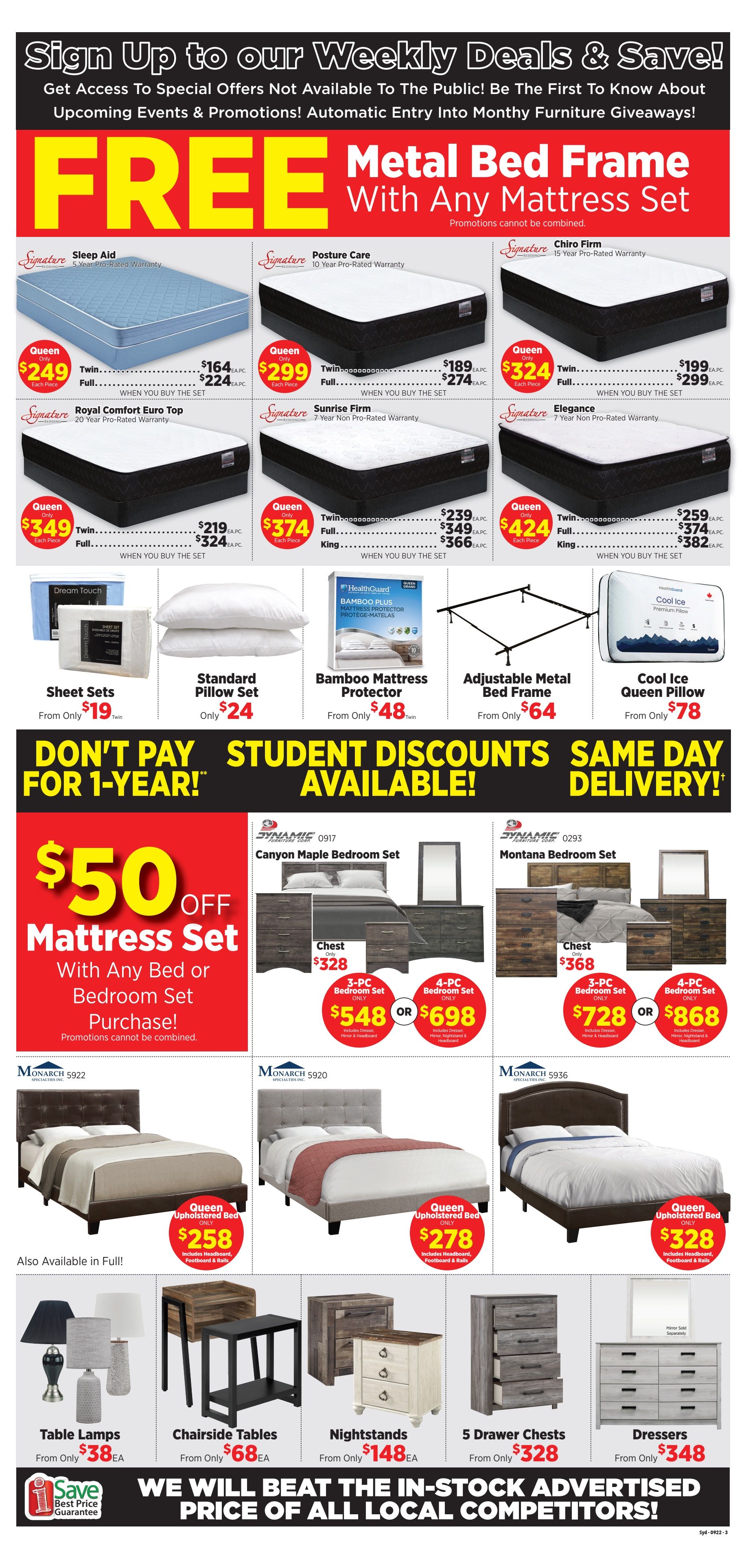 Surplus Furniture & Mattress Warehouse (Sydney) Student Deals Flyer August 7 to September 3