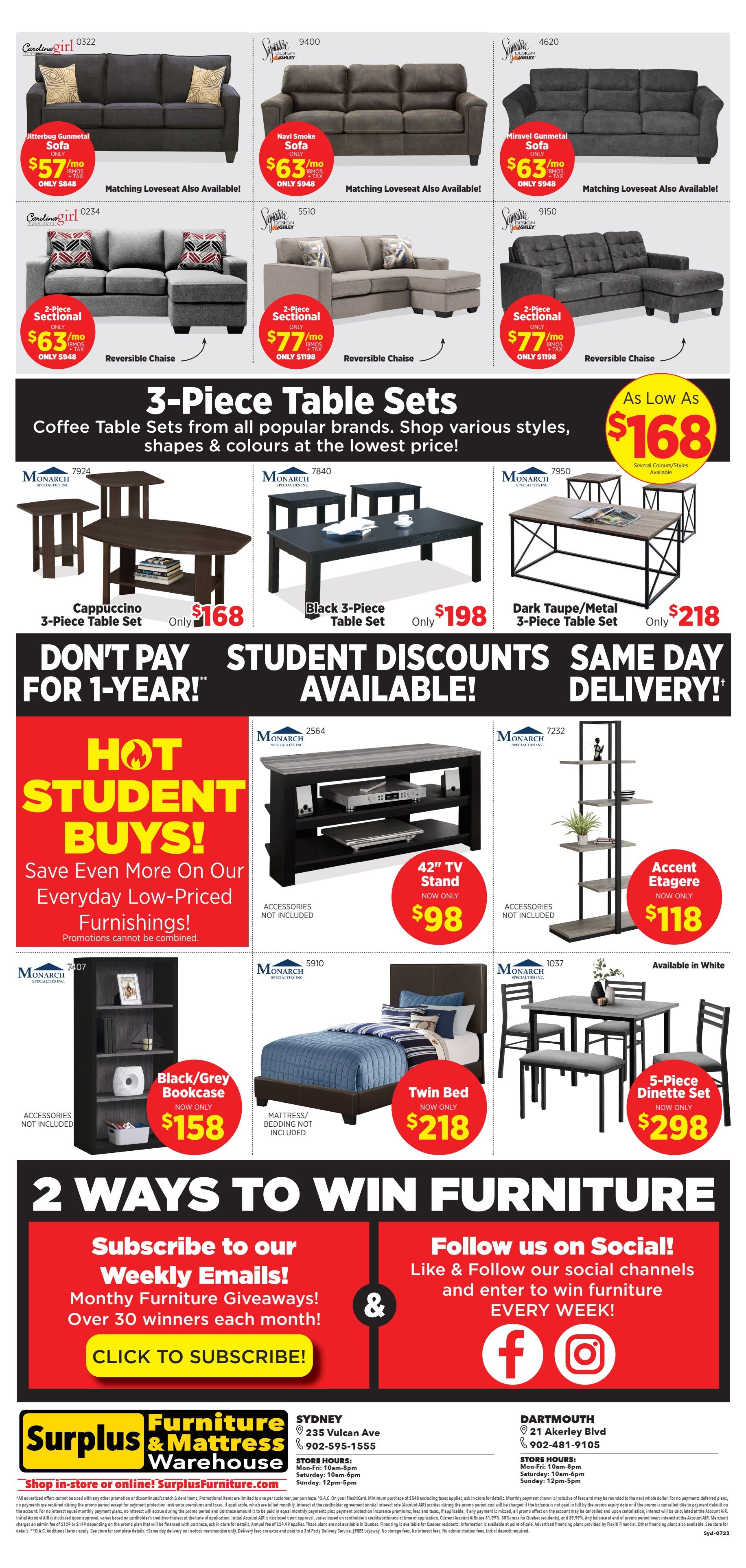 Surplus Furniture & Mattress Warehouse (Sydney) Student Deals Flyer August 7 to September 3