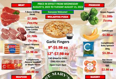 St. Mary's Supermarket Flyer August 9 to 15