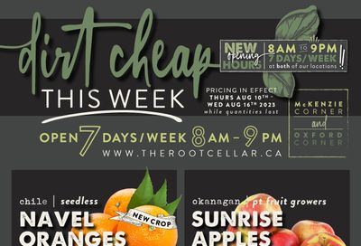 The Root Cellar Flyer August 10 to 16