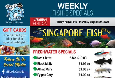 Big Al's (Vaughan) Weekly Specials August 11 to 17