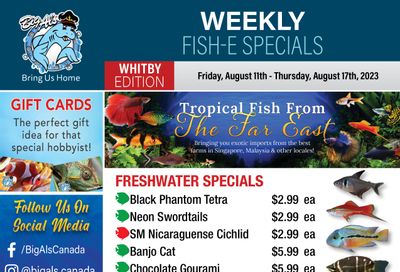 Big Al's (Whitby) Weekly Specials August 11 to 17