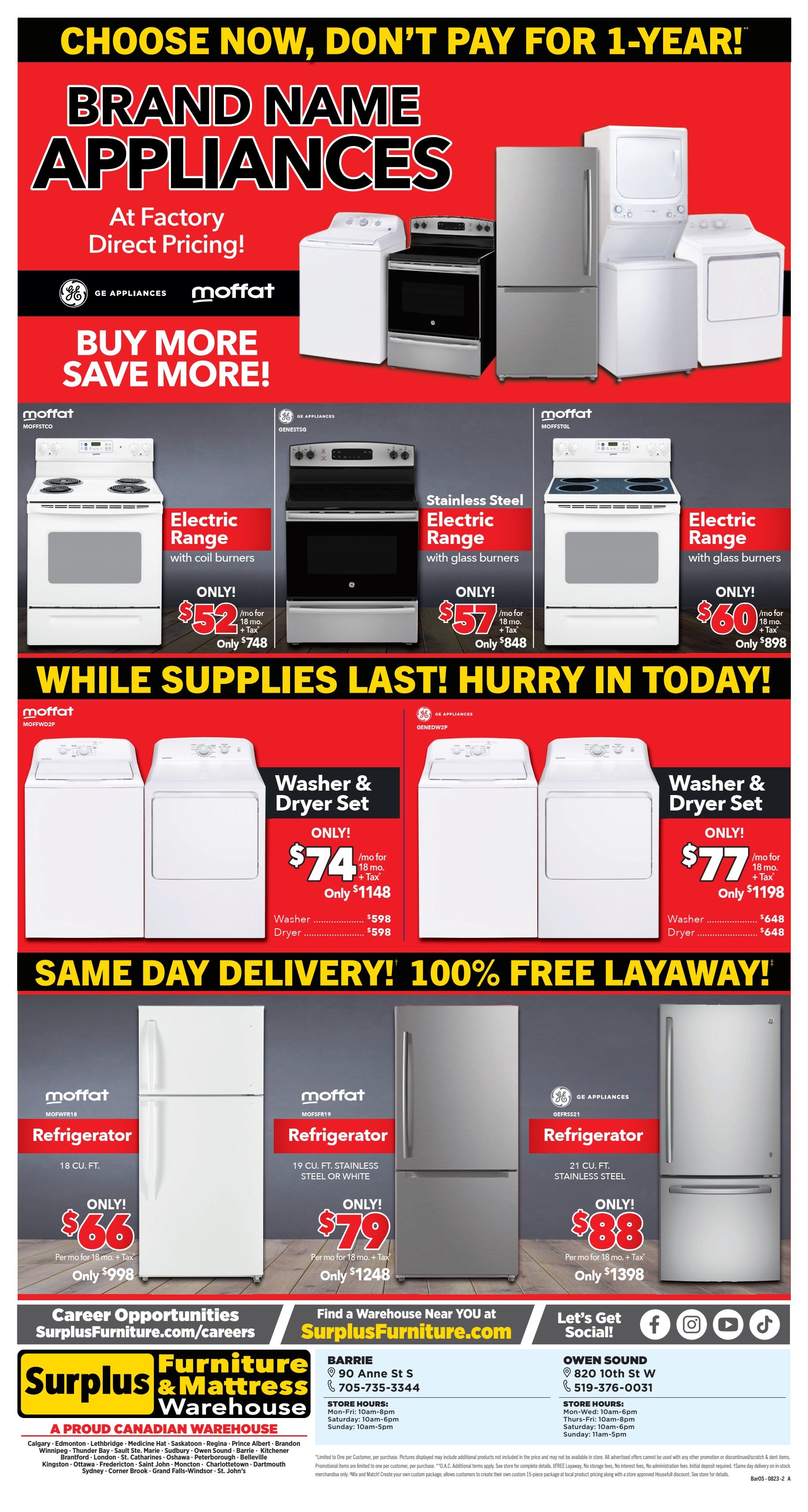 Surplus Furniture & Mattress Warehouse (Barrie, Owen Sound) Flyer August 14 to 27