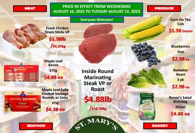 St. Mary's Supermarket Flyer August 16 to 22