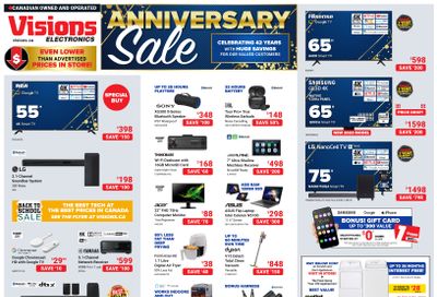 Visions Electronics Anniversary Sale Flyer August 18 to 24