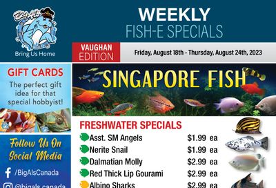 Big Al's (Vaughan) Weekly Specials August 18 to 24