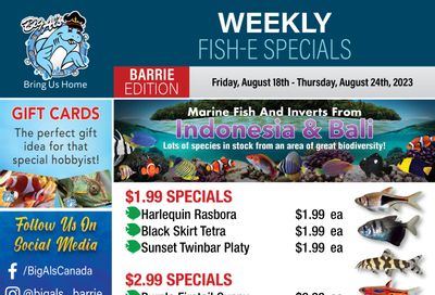 Big Al's (Barrie) Weekly Specials August 18 to 24