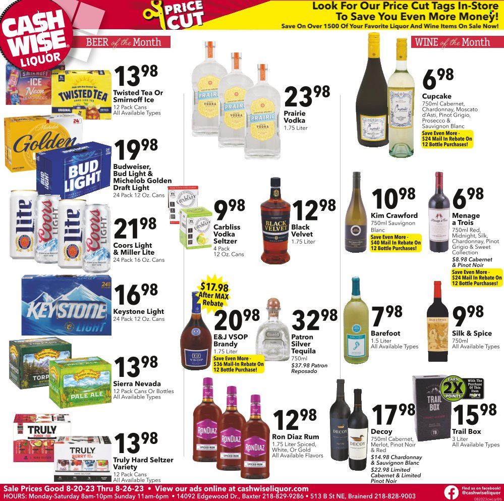 Cash Wise Liquor Only (MN) Weekly Ad Flyer Specials August 20 to August 26, 2023