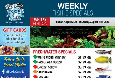 Big Al's (Whitby) Weekly Specials August 25 to 31