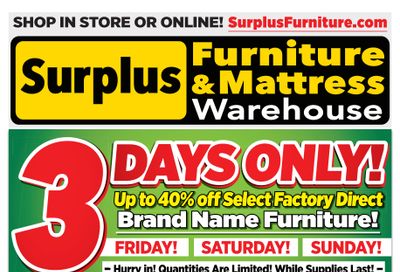 Surplus Furniture & Mattress Warehouse (Sault Ste Marie) Flyer August 28 to September 3