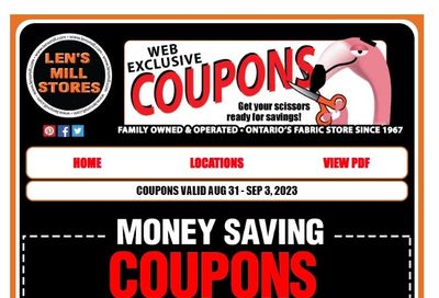 Len's Mill Stores Coupons Flyer August 31 to September 3