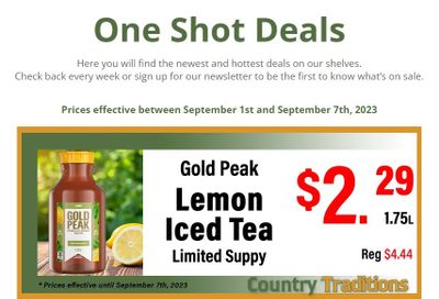 Country Traditions One-Shot Deals Flyer September 1 to 7