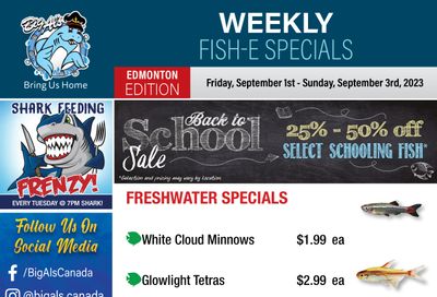 Big Al's (Edmonton) Weekly Specials September 1 to 7