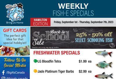 Big Al's (Hamilton) Weekly Specials September 1 to 7