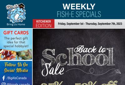 Big Al's (Kitchener) Weekly Specials September 1 to 7