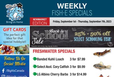 Big Al's (Newmarket) Weekly Specials September 1 to 7