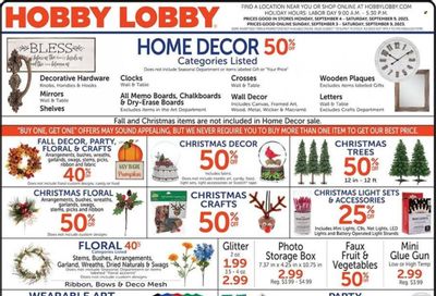 Hobby Lobby Weekly Ad Flyer Specials September 3 to September 9, 2023