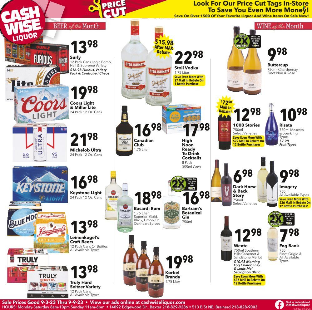 Cash Wise Liquor Only (MN) Weekly Ad Flyer Specials September 3 to September 9, 2023